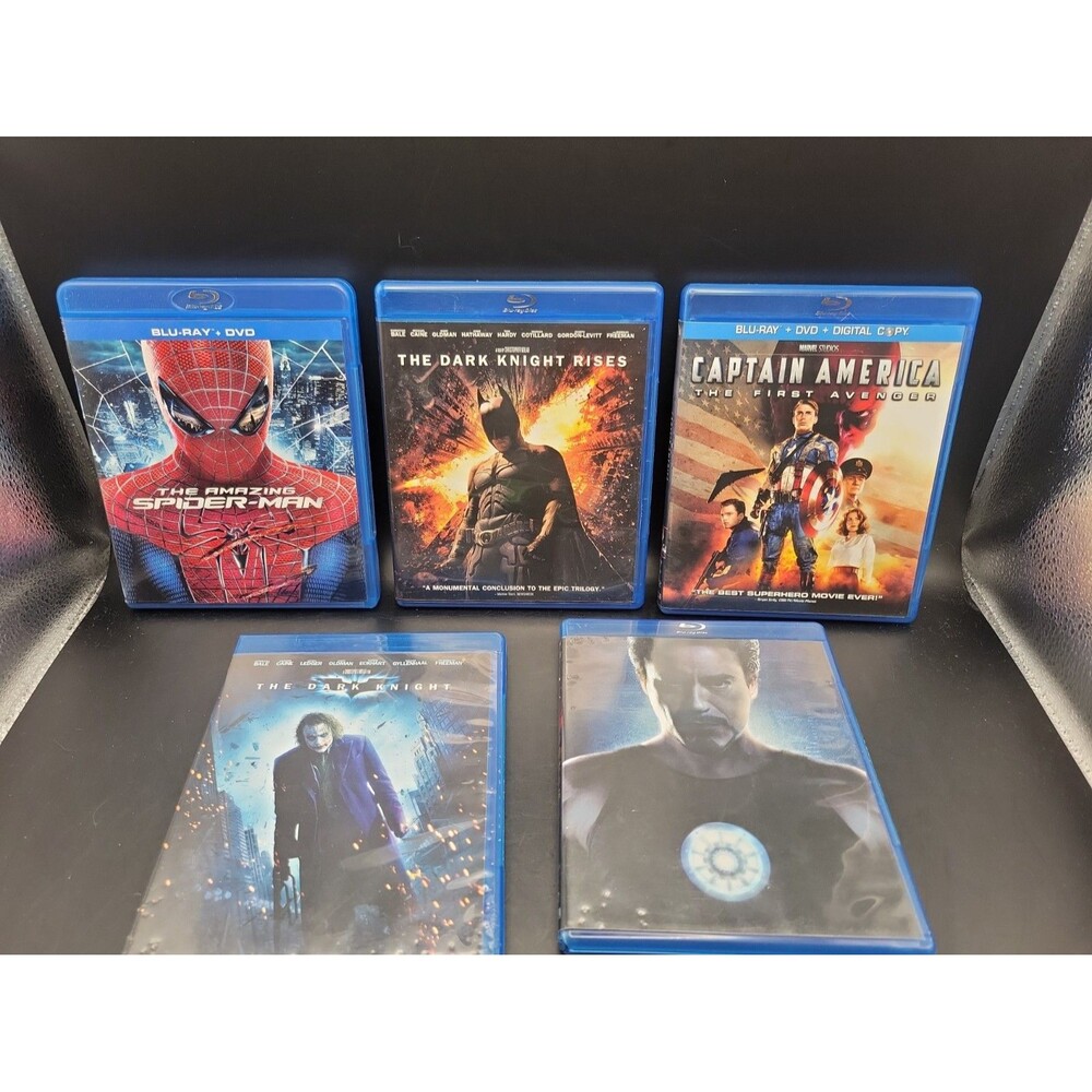 Lot Of 5 Blu-ray Movies Super Hero Marvel Spiderman Batman Captain America Iron